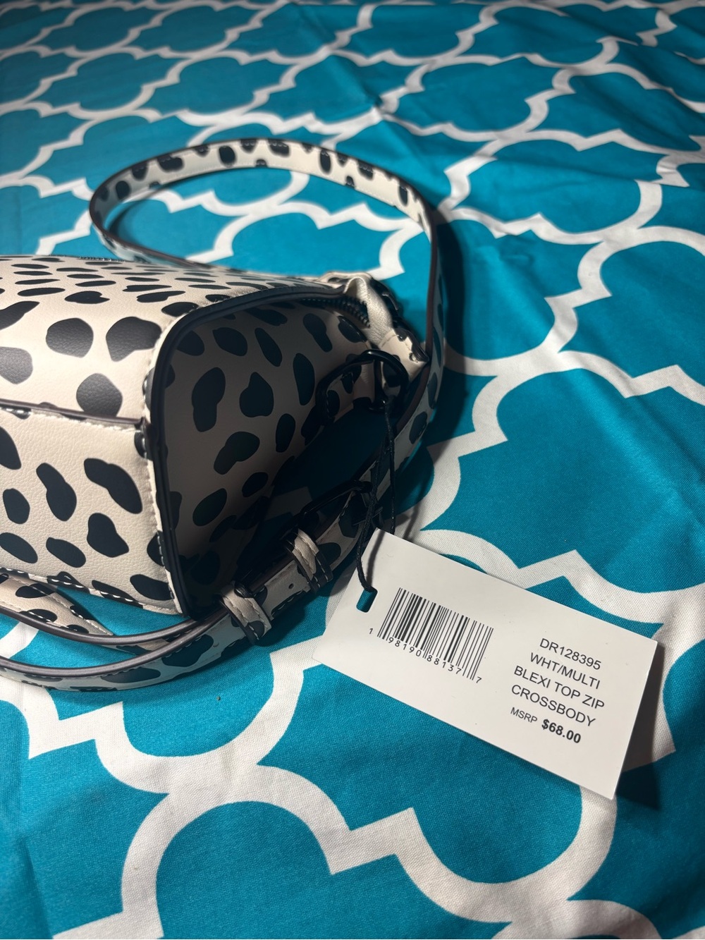 New Steve Madden Blexi Top Zip Black & White Spotted Crossbody Bag MSRP $68 - Picture 7 of 7